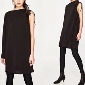 Zara Trafaluc black one sleeve dress size S